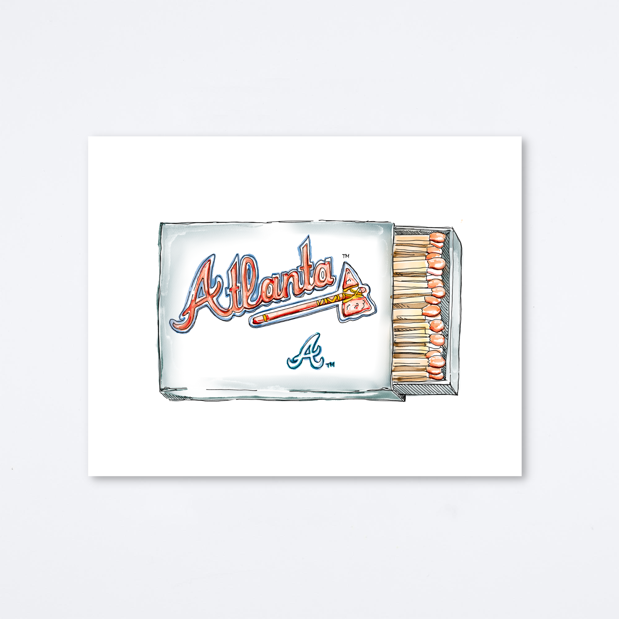 Atlanta Braves White Art Print