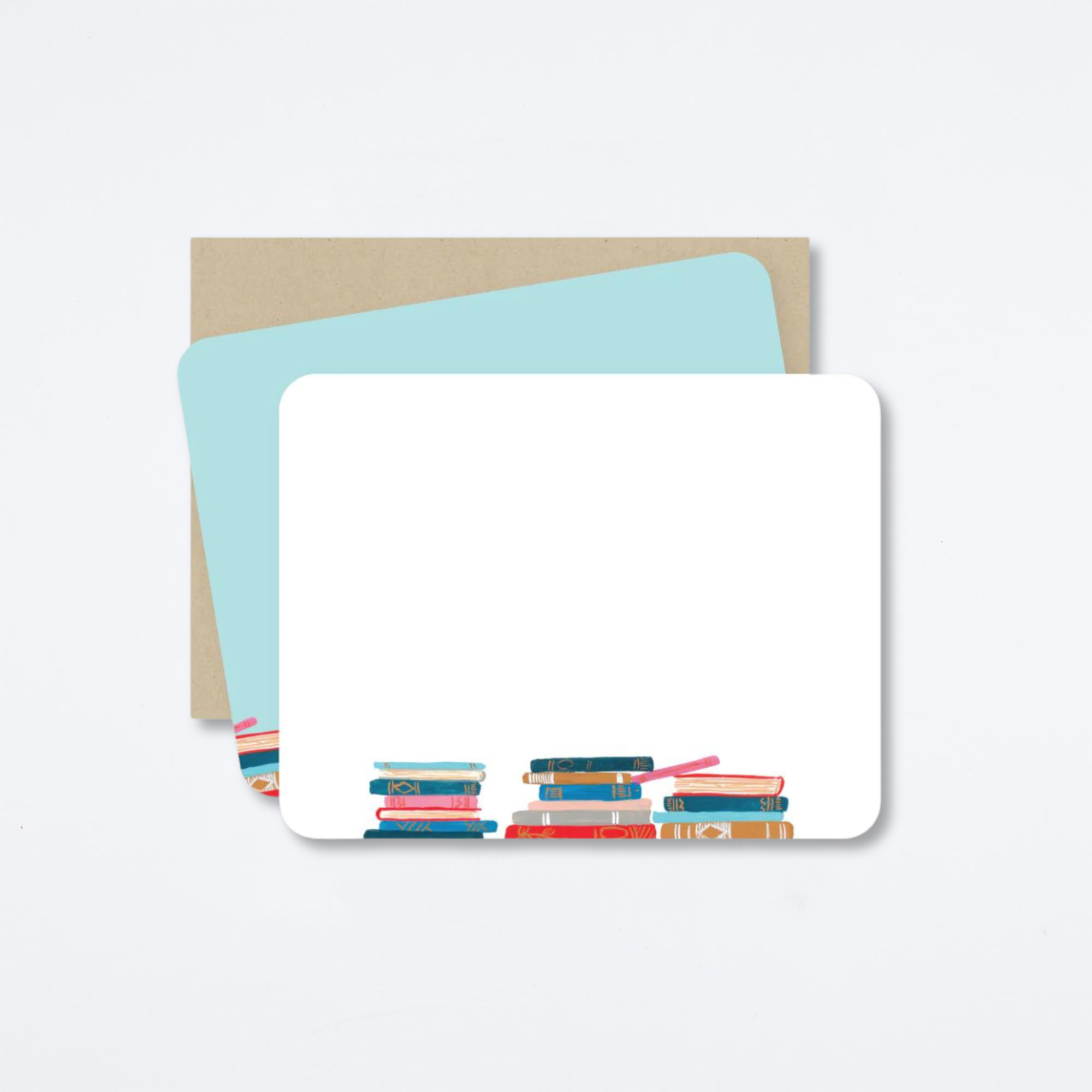 Stacked Books Flat Notecard Set