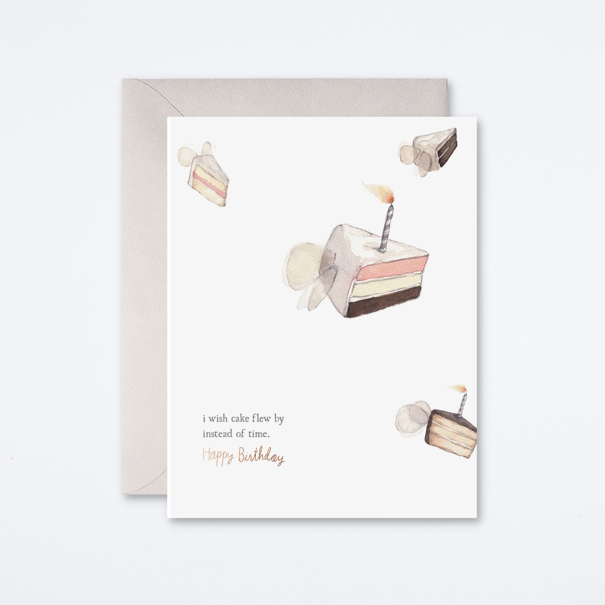 Flying Cake Birthday Card