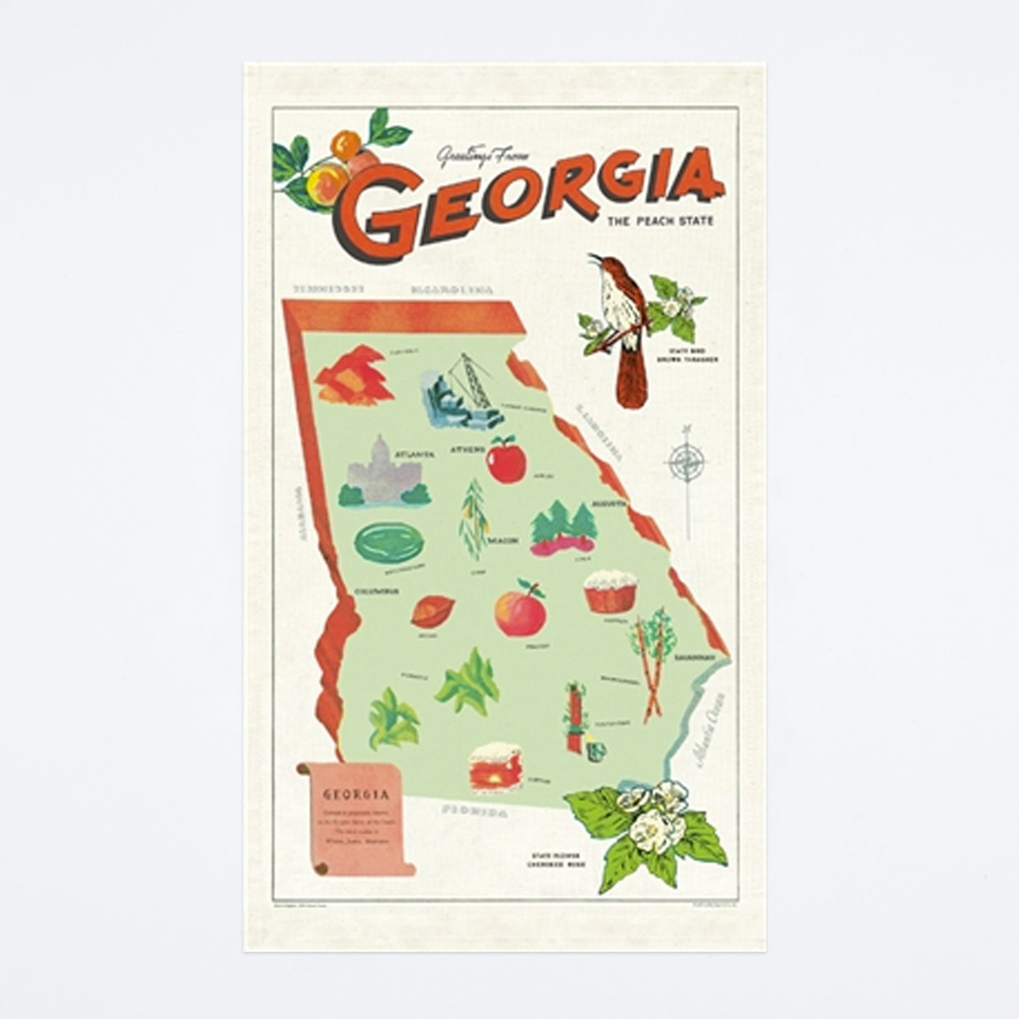 Georgia Map Tea Towel