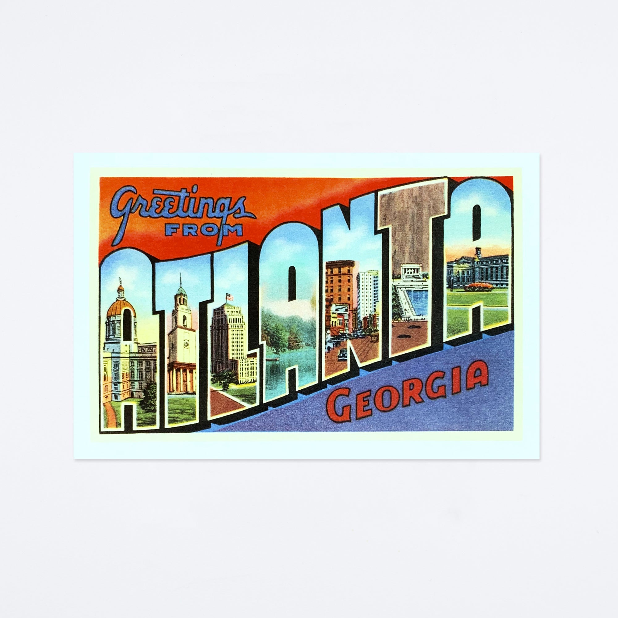 Greetings From Atlanta Red & Purple Postcard